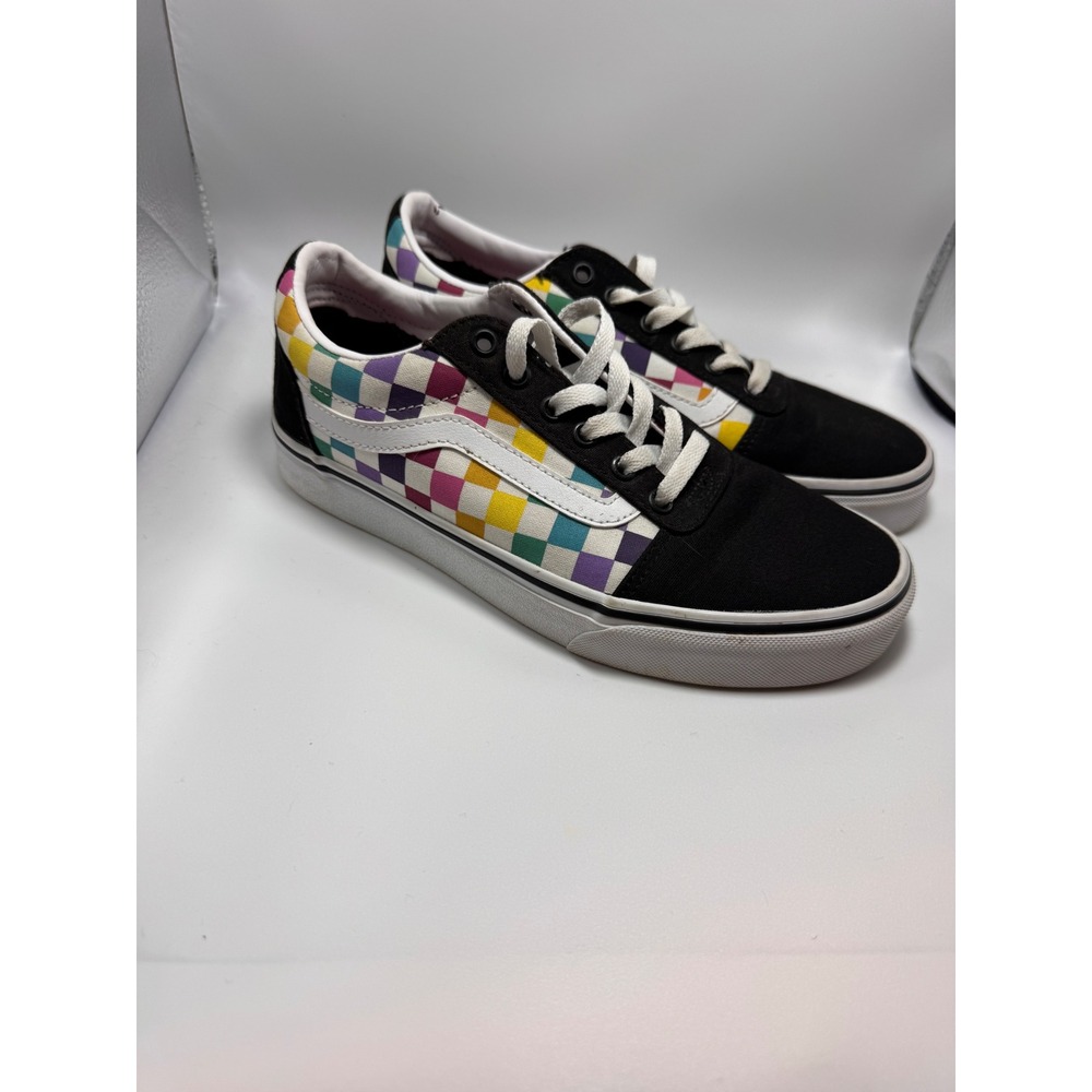 Vans Ward Rainbow Checkerboard Black White Low Top Sneakers Women 8.5 500714 - Picture 3 of 7